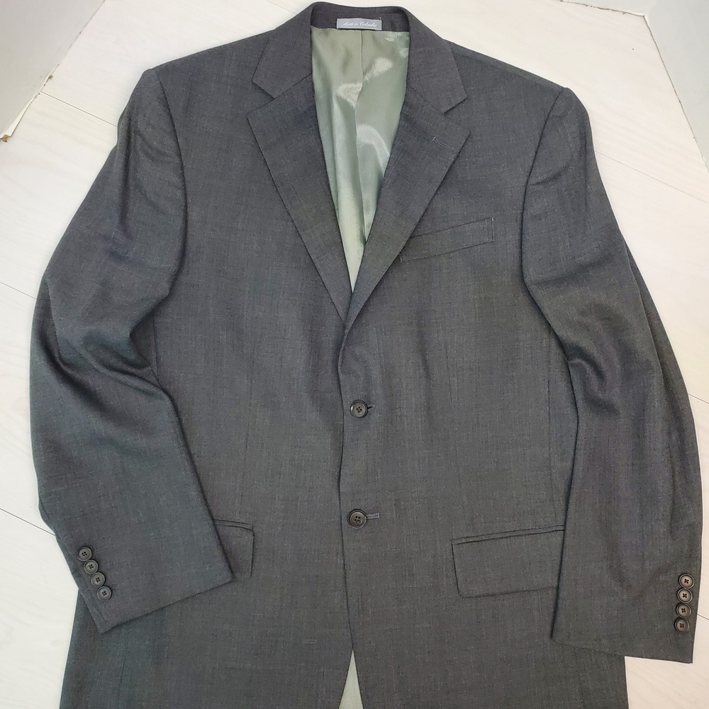 Oscar de la Renta Mens 42R Blazer 100% Wool Charcoal Gray 2 Button Wedding Event